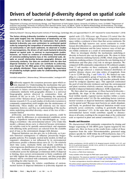 Drivers of Bacterial Β-Diversity Depend on Spatial Scale