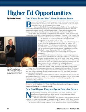 Higher Ed Opportunities by Charlee Beasor Fort Wayne Team ‘Mad’ About Business Forum