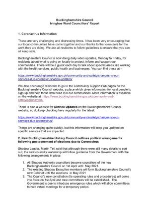Buckinghamshire Council Ivinghoe Ward Councillors' Report 1