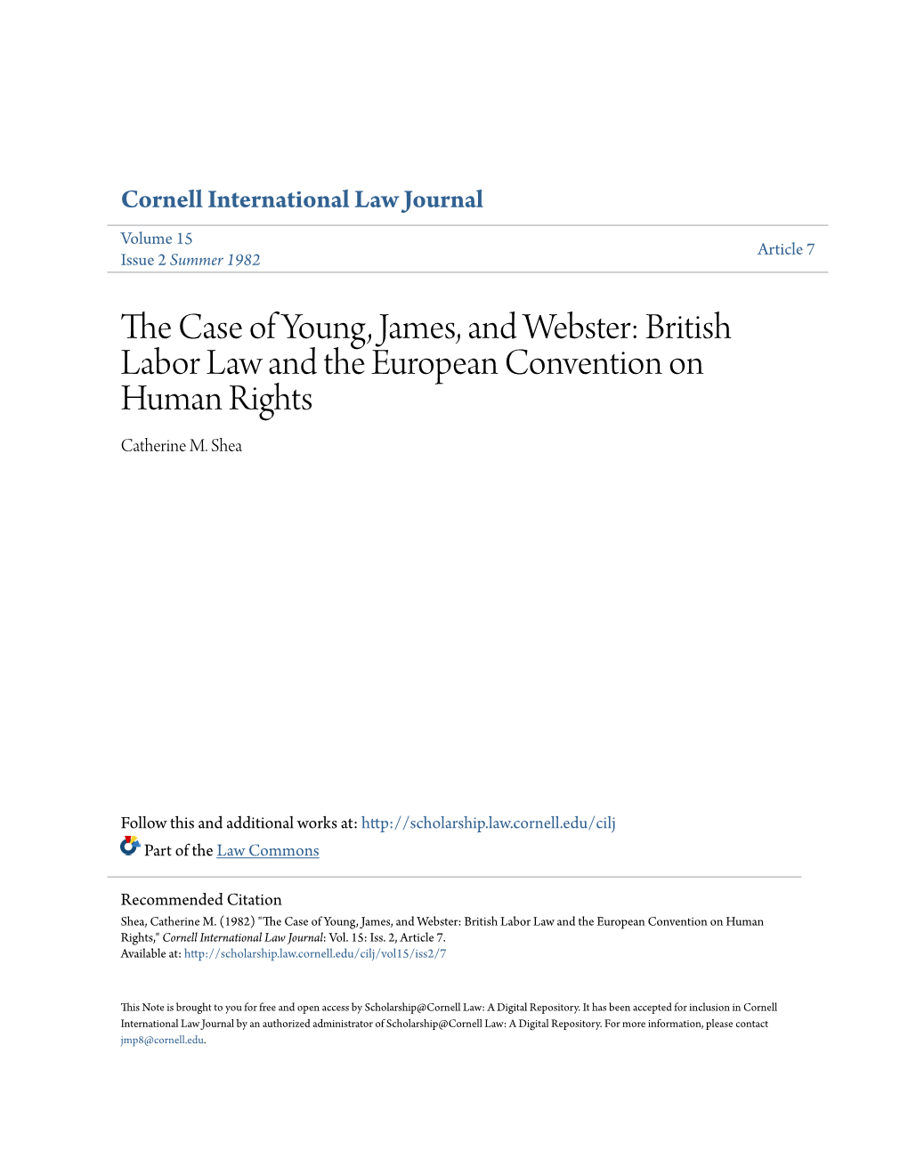 The Case of Young, James, and Webster: British Labor Law