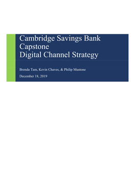Cambridge Savings Bank Capstone Digital Channel Strategy
