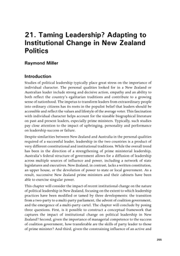 Adapting to Institutional Change in New Zealand Politics