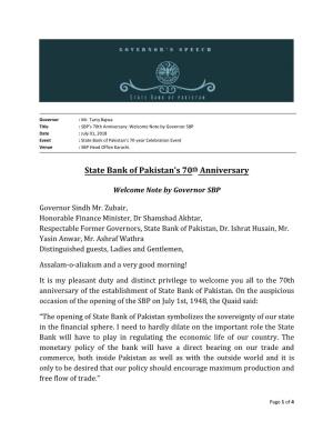 Tariq Bajwa: State Bank of Pakistan's 70Th Anniversary