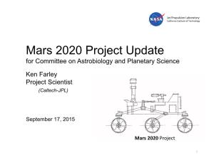 Mars 2020 Project Update for Committee on Astrobiology and Planetary Science