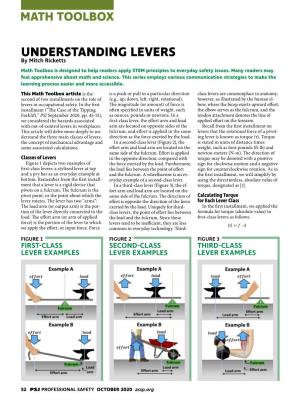 UNDERSTANDING LEVERS by Mitch Ricketts Math Toolbox Is Designed to Help Readers Apply STEM Principles to Everyday Safety Issues