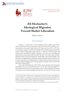 Eli Heckscher,Sweden,Liberalism