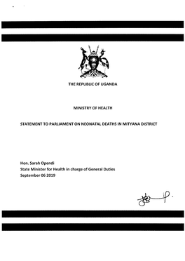 Statement to Parliament on Neonatal Deaths in Mityana District