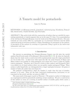A Tonnetz Model for Pentachords