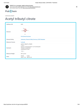 Acetyl Tributyl Citrate | C20H34O8 - Pubchem