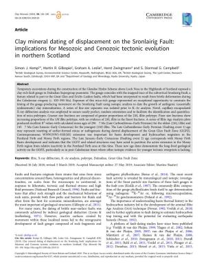 Clay Mineral Dating of Displacement on the Sronlairig Fault: Implications for Mesozoic and Cenozoic Tectonic Evolution in Northern Scotland