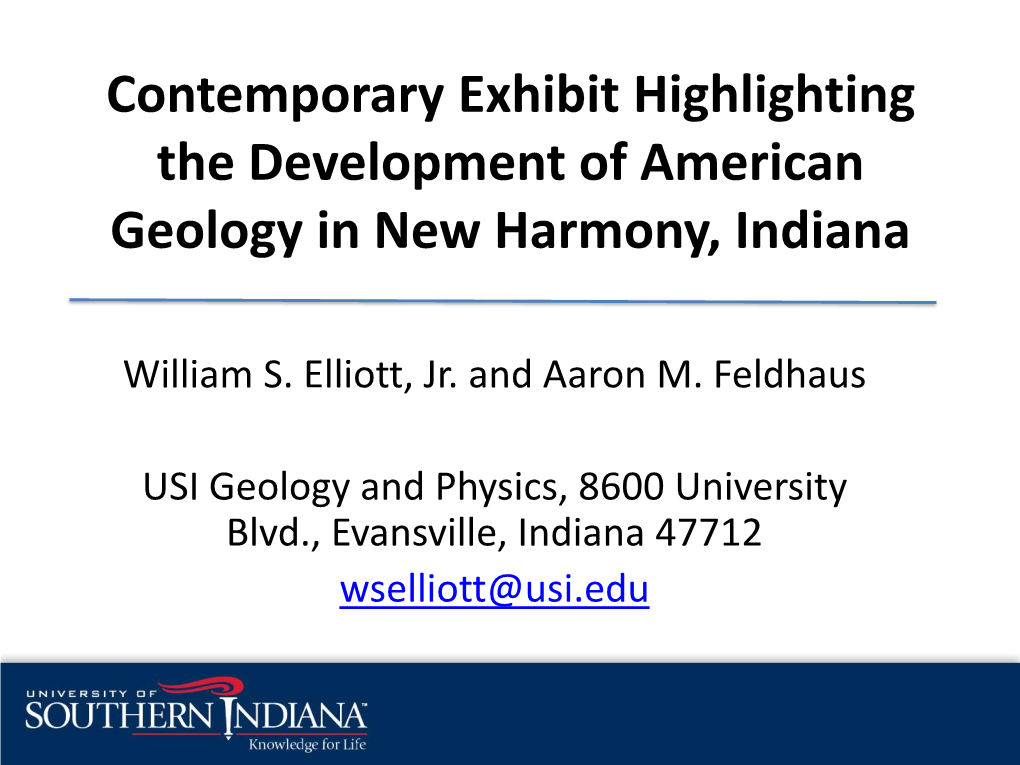 Contemporary Exhibit Highlighting the Development of American Geology in New Harmony, Indiana