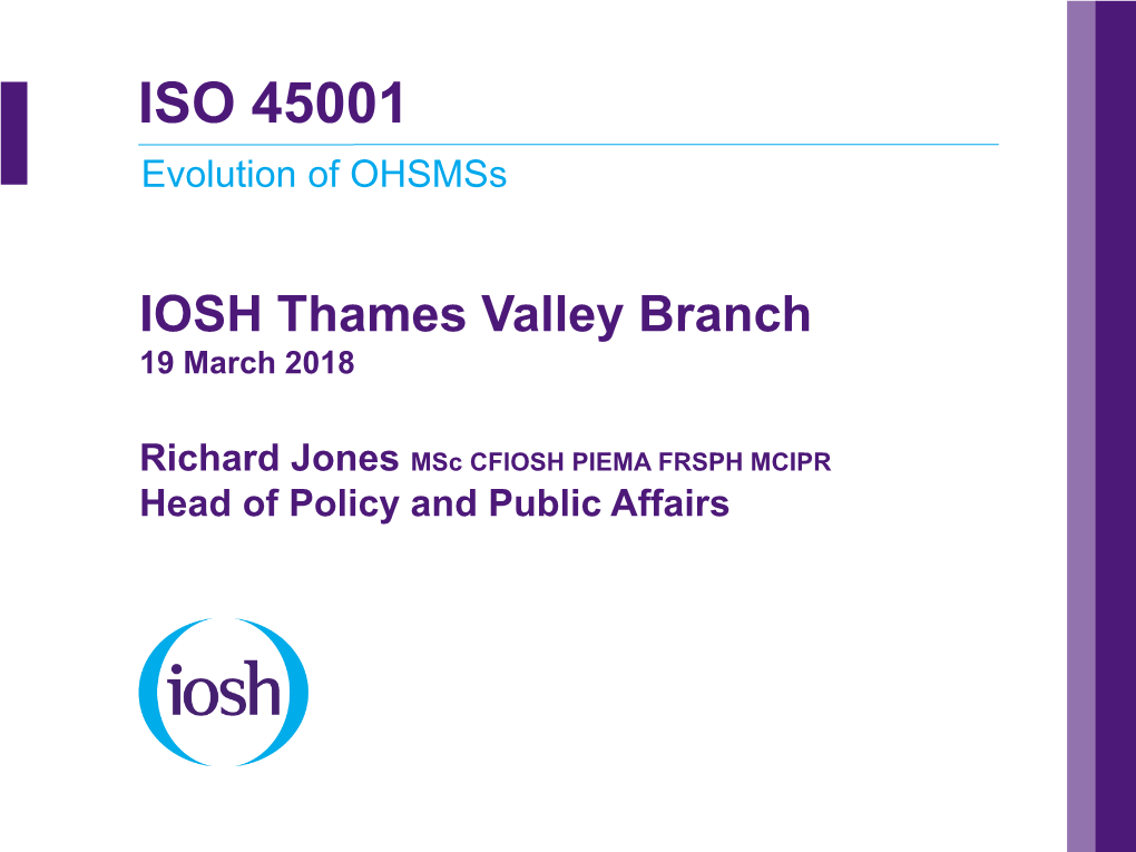 ISO 45001 Evolution of Ohsmss
