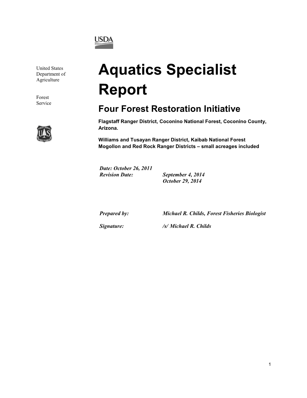 Aquatics Specialist Report