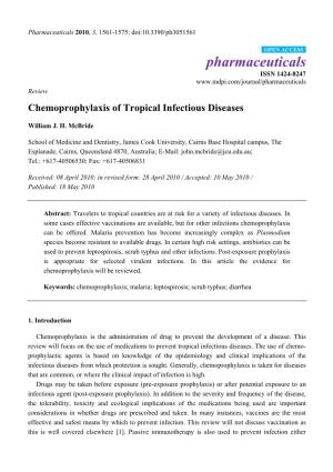 Chemoprophylaxis of Tropical Infectious Diseases