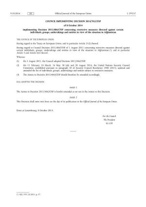 Council Implementing Decision 2014/•701