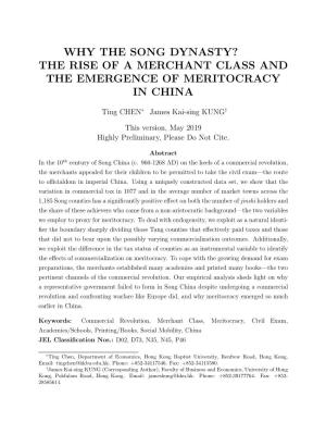 The Rise of a Merchant Class and the Emergence of Meritocracy in China