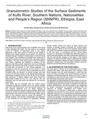 Granulometric Studies of the Surface Sediments of Kulfo River, Southern Nations, Nationalities and People’S Region (SNNPR), Ethiopia, East Africa