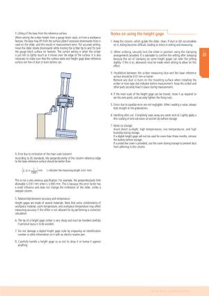 Notes on Using the Height Gage