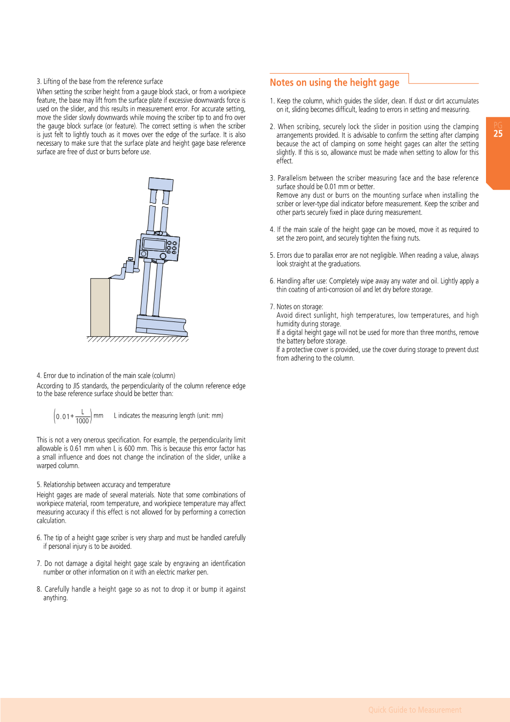 Notes on Using the Height Gage
