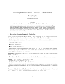 Encoding Data in Lambda Calculus: an Introduction
