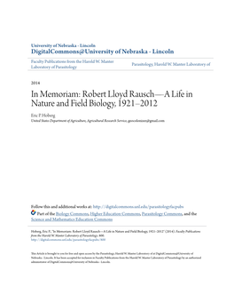 Robert Lloyd Rausch—A Life in Nature and Field Biology, 1921–2012 Eric P