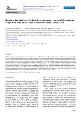 Reproductive Strategy of the Invasive Green Mussel May Result in Increased Competition with Native Fauna in the Southeastern United States