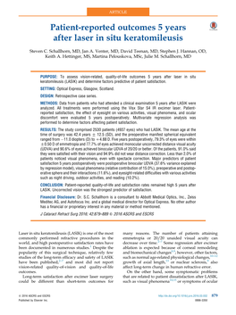 Patient-Reported Outcomes 5 Years After Laser in Situ Keratomileusis