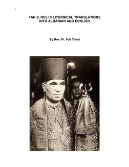 Fan S. Noli's Liturgical Translations Into Albanian and English