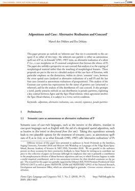 Adpositions and Case: Alternative Realisation and Concord*