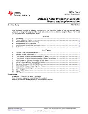 Matched-Filter Ultrasonic Sensing: Theory and Implementation Zhaohong Zhang