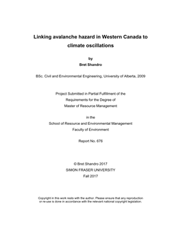 Linking Avalanche Hazard in Western Canada to Climate Oscillations