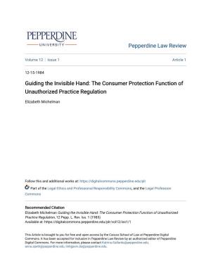 The Consumer Protection Function of Unauthorized Practice Regulation