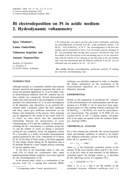 Bi Electrodeposition on Pt in Acidic Medium 2. Hydrodynamic Voltammetry