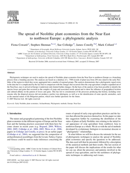 The Spread of Neolithic Plant Economies from the Near East to Northwest Europe: a Phylogenetic Analysis