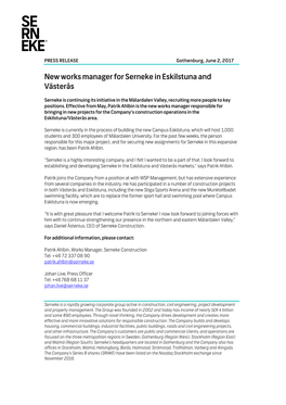 New Works Manager for Serneke in Eskilstuna and Västerås