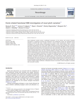 Event-Related Functional MRI Investigation of Vocal Pitch Variation☆