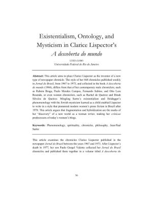 Existentialism, Ontology, and Mysticism in Clarice Lispector's A
