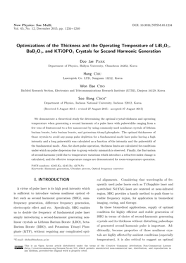 Optimizations of the Thickness and the Operating Temperature of Lib3o5, Bab2o4, and Ktiopo4 Crystals for Second Harmonic Generation