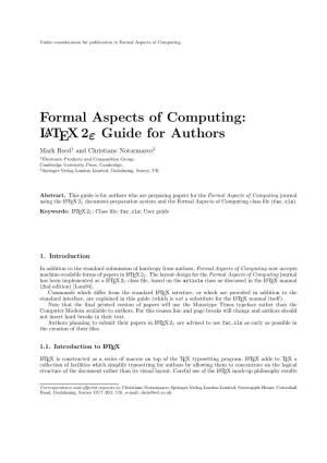 Formal Aspects of Computing: Latex2ε Guide for Authors