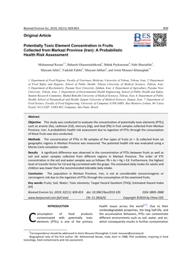 Original Article Potentially Toxic Element Concentration in Fruits