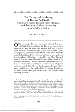 The Tarring and Feathering of Thomas Paul Smith: Common Schools, Revolutionary Memory, and the Crisis of Black Citizenship in Antebellum Boston