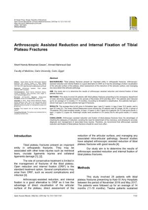 Arthroscopic Assisted Reduction and Internal Fixation of Tibial Plateau Fractures