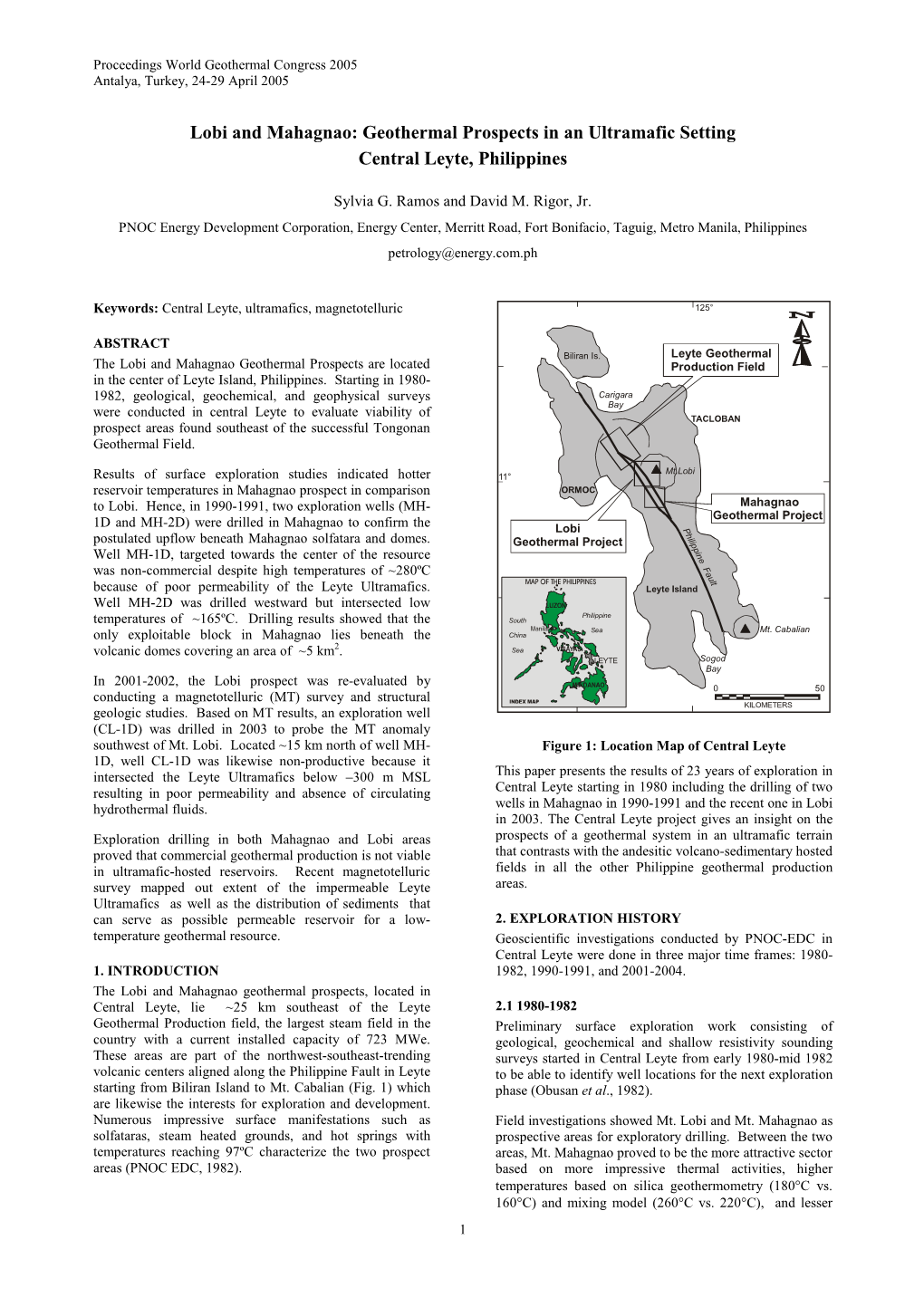 Lobi and Mahagnao: Geothermal Prospects in an Ultramafic Setting Central Leyte, Philippines