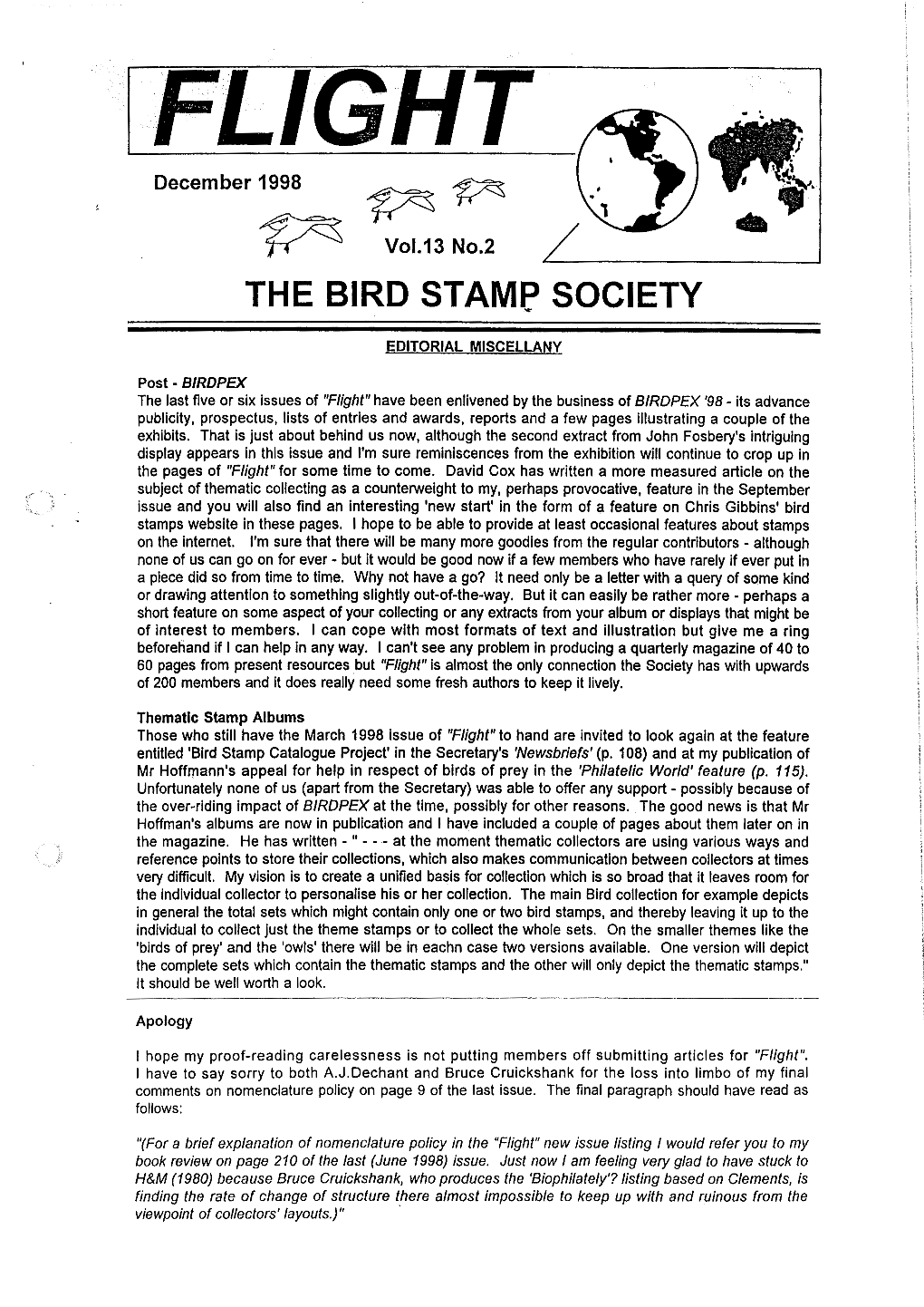 THE BIRD STAME SOCIETY G