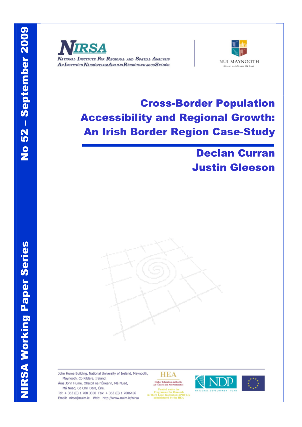 Cross-Border Population Accessibility and Regional Growth: an Irish Border Region Case-Study