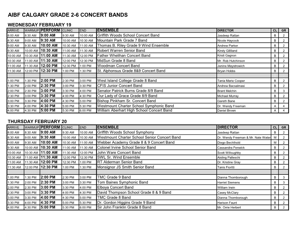 Aibf Calgary Grade 2-6 Concert Bands