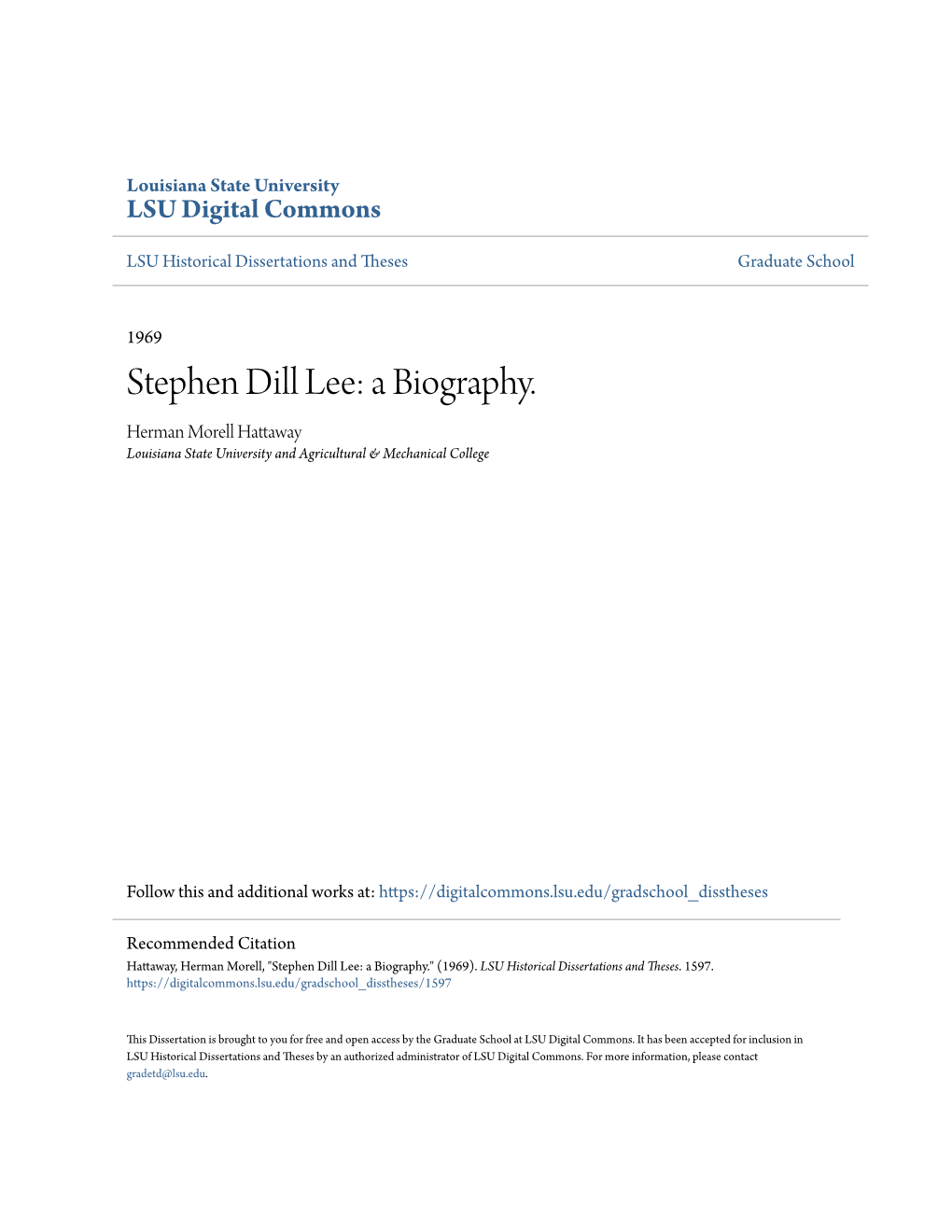 Stephen Dill Lee: a Biography