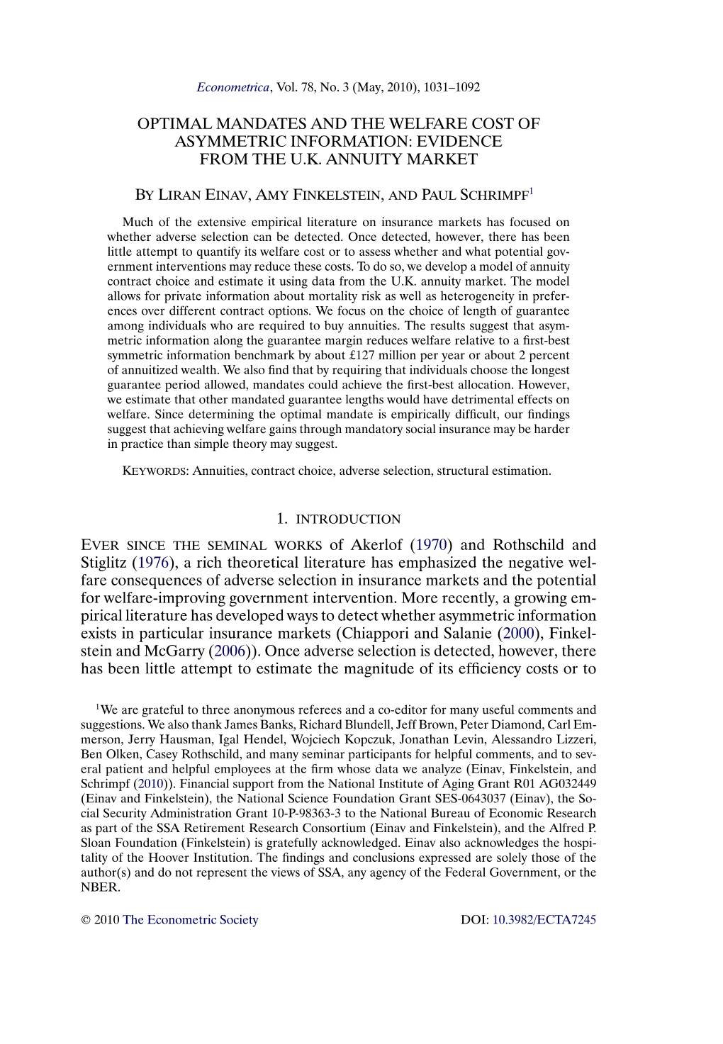 Optimal Mandates and the Welfare Cost of Asymmetric Information: Evidence from the U.K