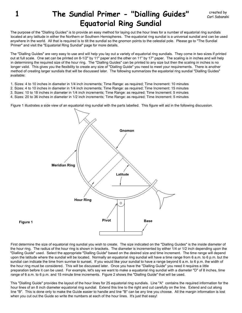 "Dialling Guides" Equatorial Ring Sundial