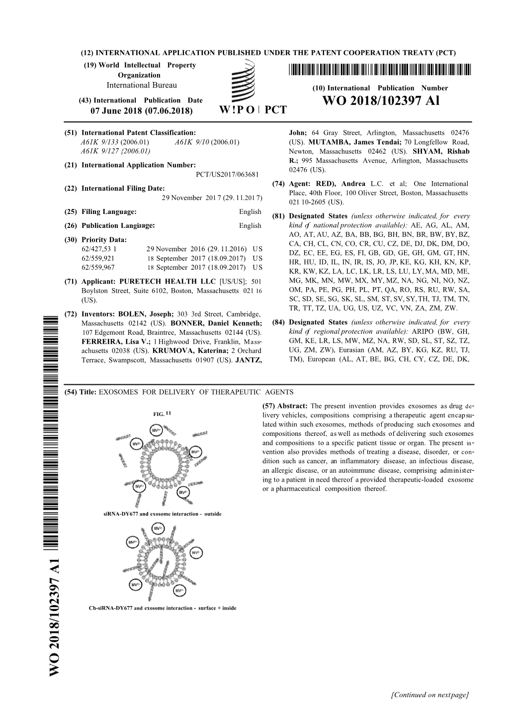 WO 2018/102397 Al 07 June 2018 (07.06.2018) W !P O PCT